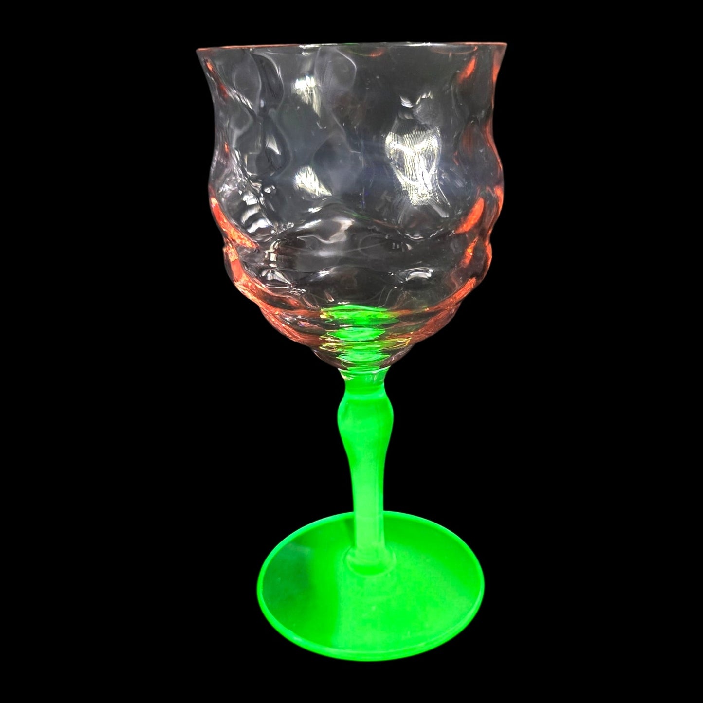 Vtg Tiffin Watermelon Uranium Glass Cocktail Coupes / Champagne Glasses Set of 2