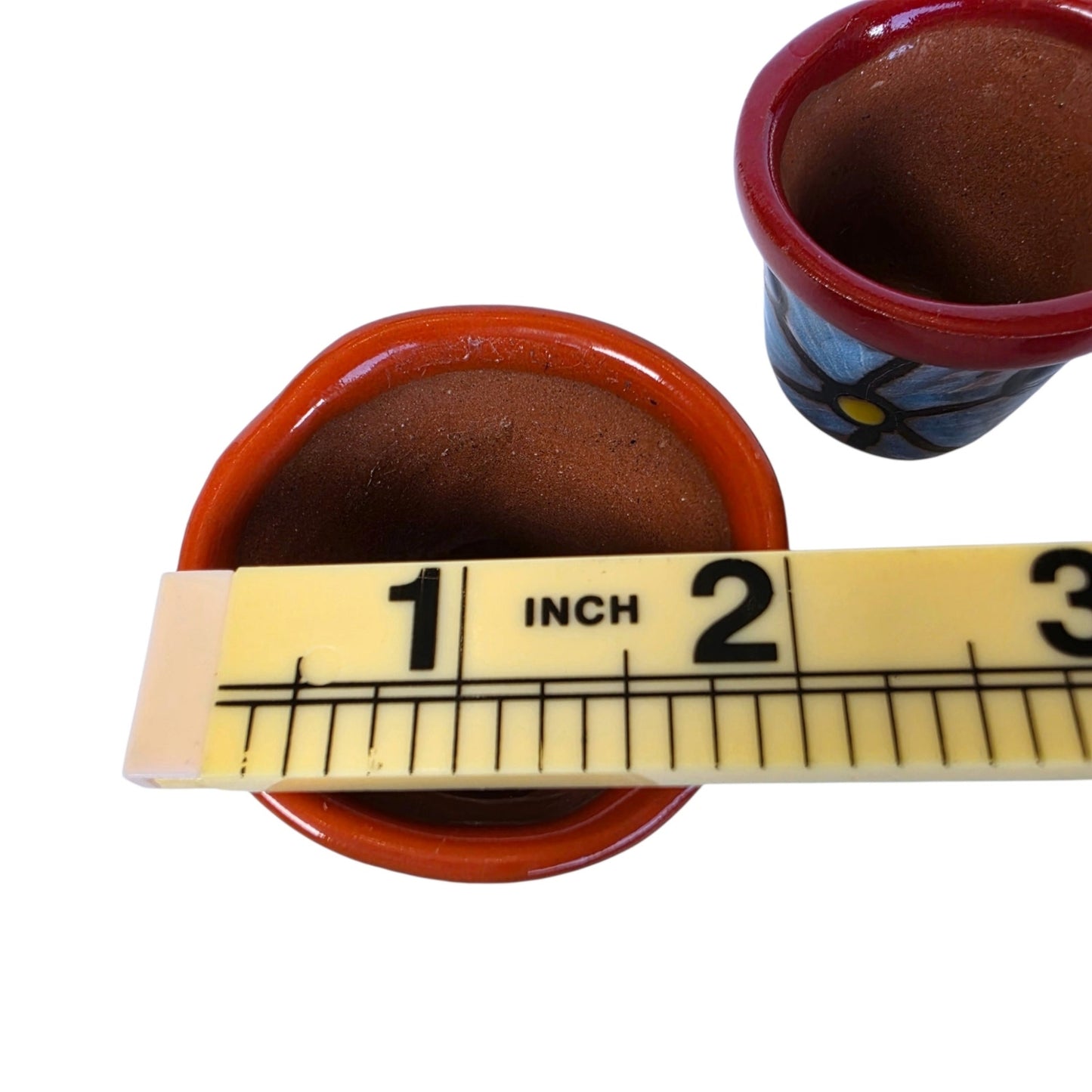 Vtg Mexican Folk Art Mini Terracotta Planters Hand Painted Pots Set of 3