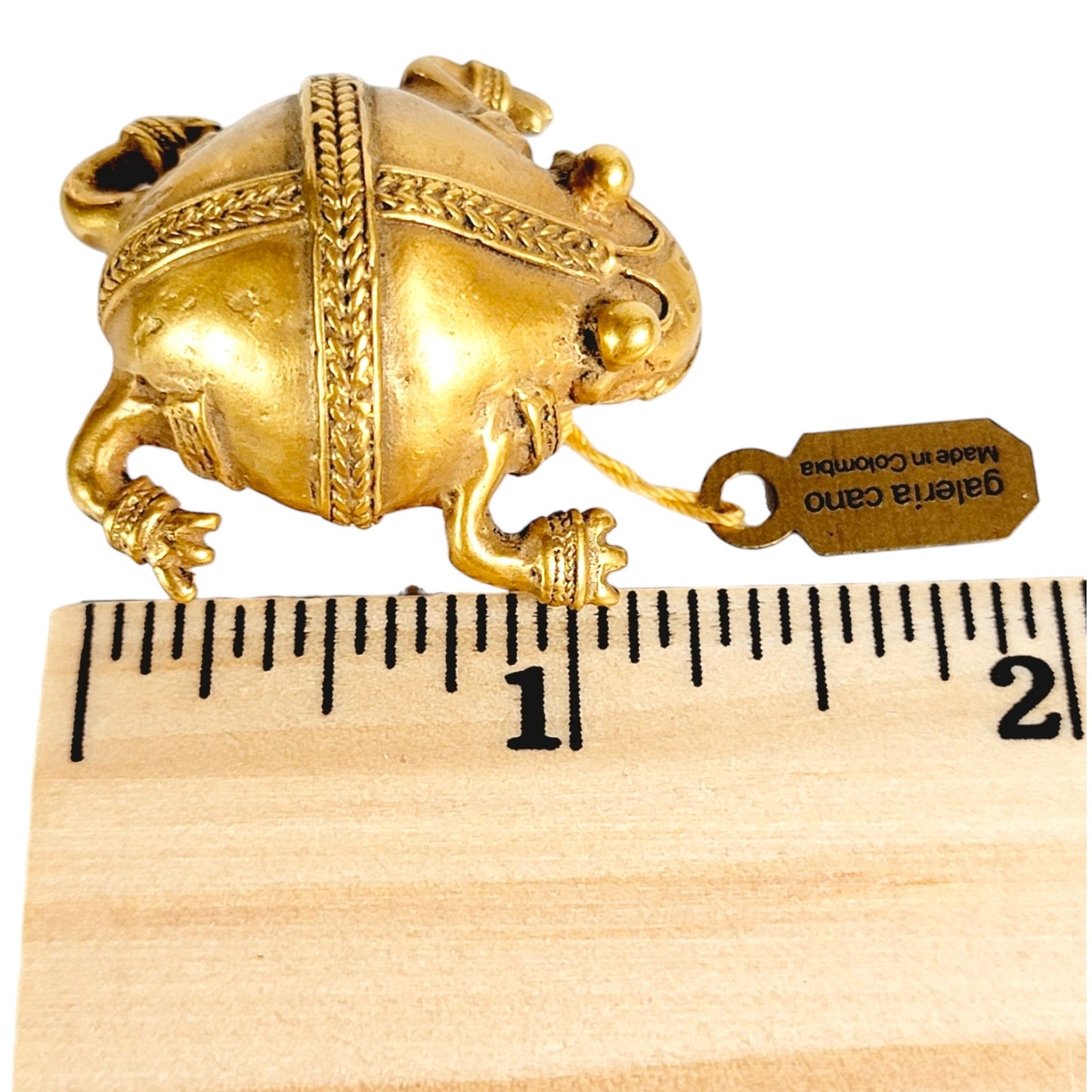 24K GP Rich Gold-Plated Frog Brooch Galeria Cano Pre-Colombian Style Marked Tag