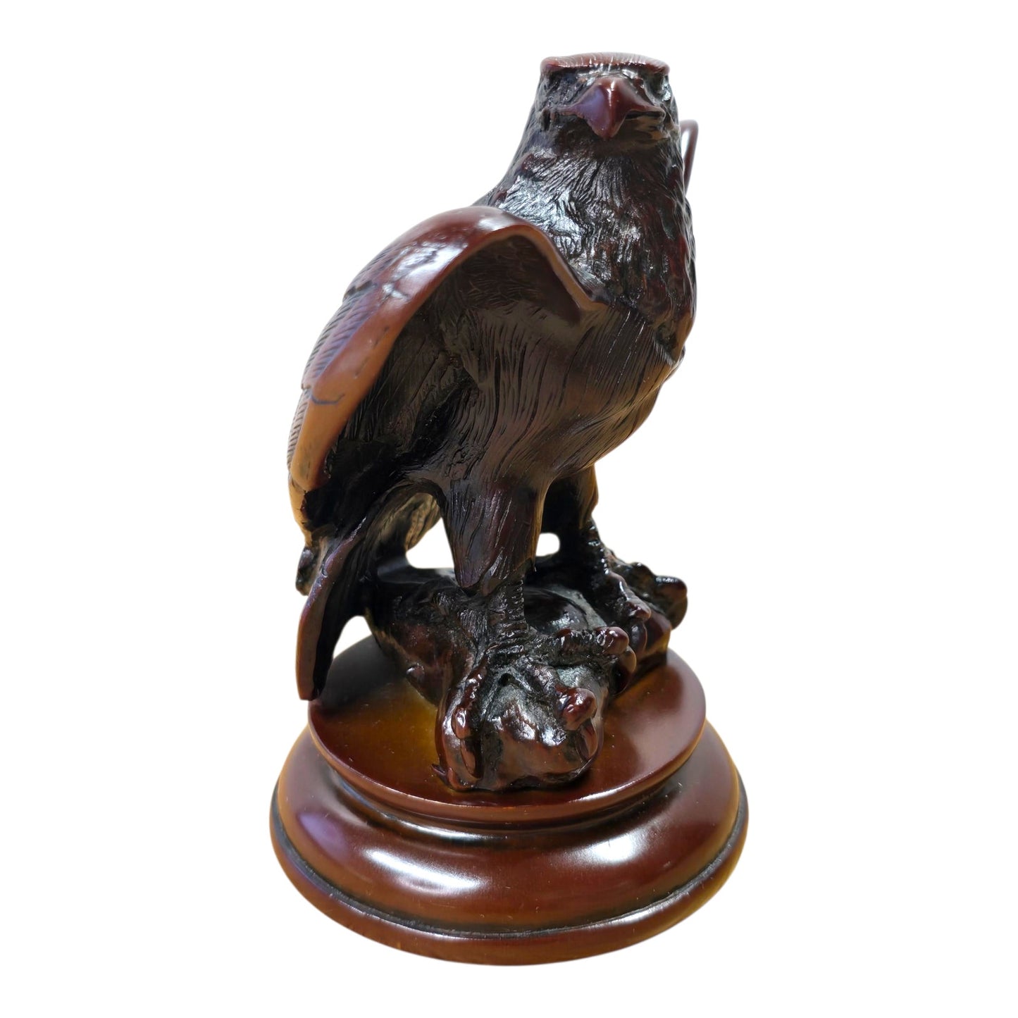 Wood Carved Eagle Figurine Statue 4.5" Handcrafted Bird of Prey Sculpture Decor
