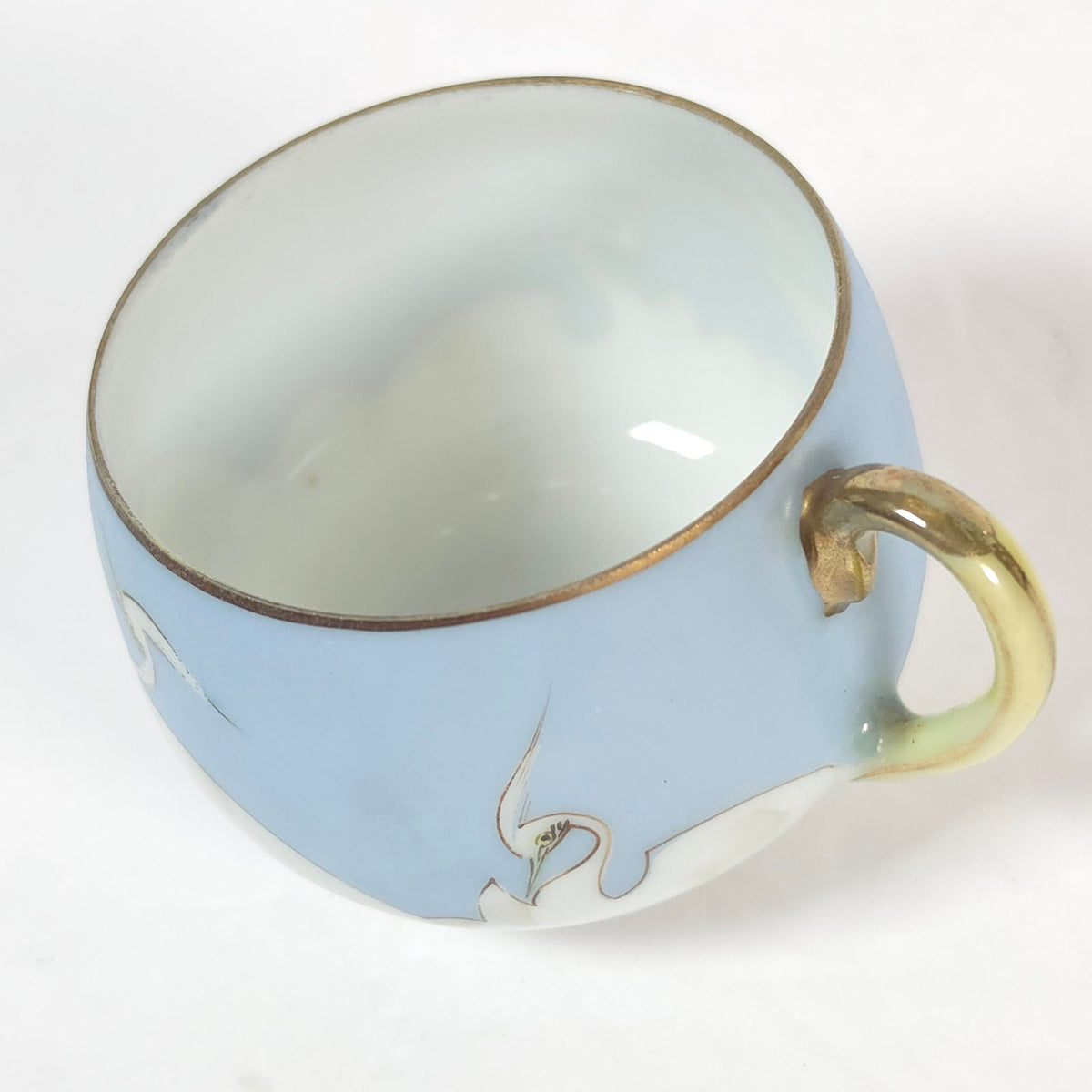 Vintage Japanese Blue Sky Crane Eggshell Porcelain Replacement Teacup