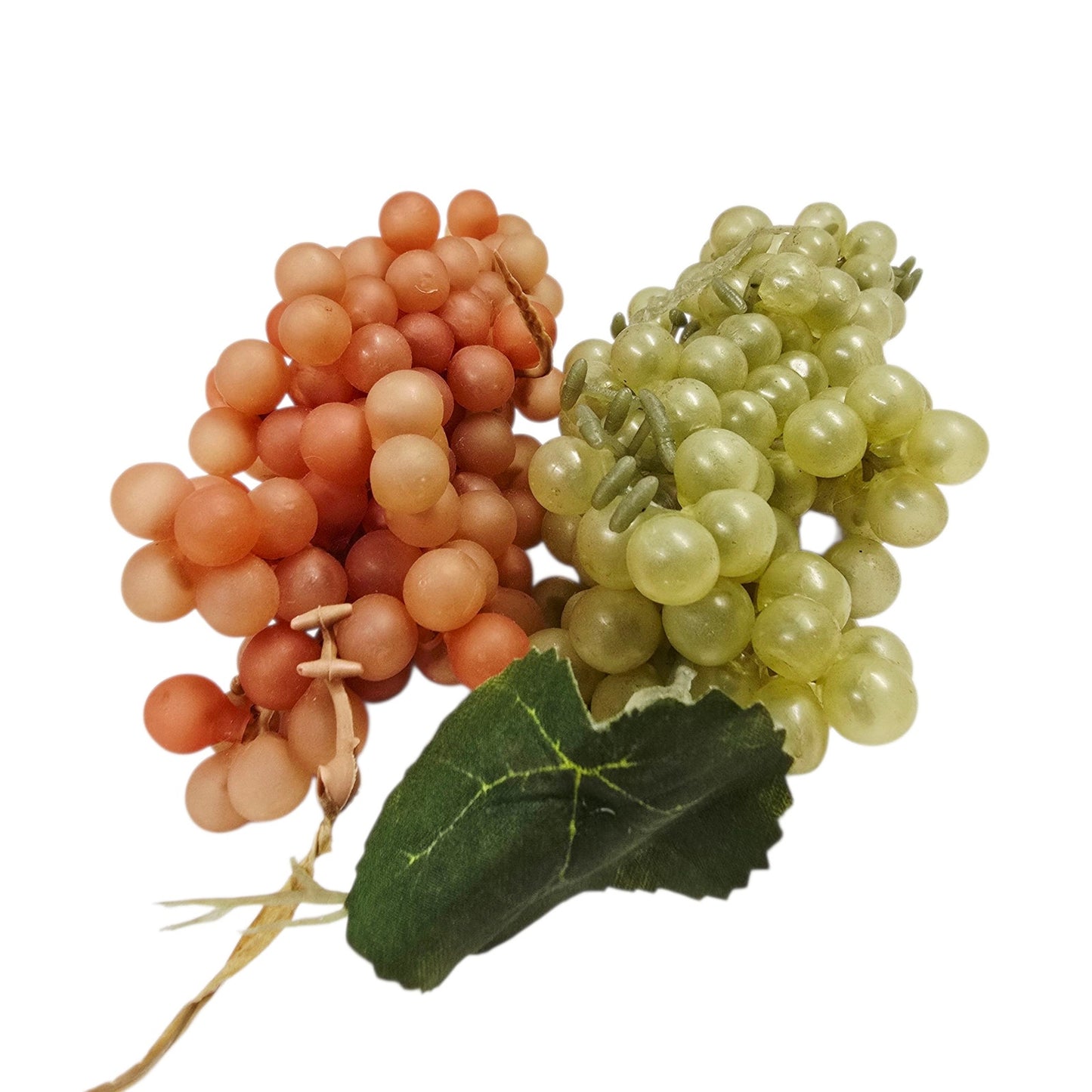 Faux Grapes Green & Red Artificial Fruit Rubber Plastic Fruit Bowl Farmhouse