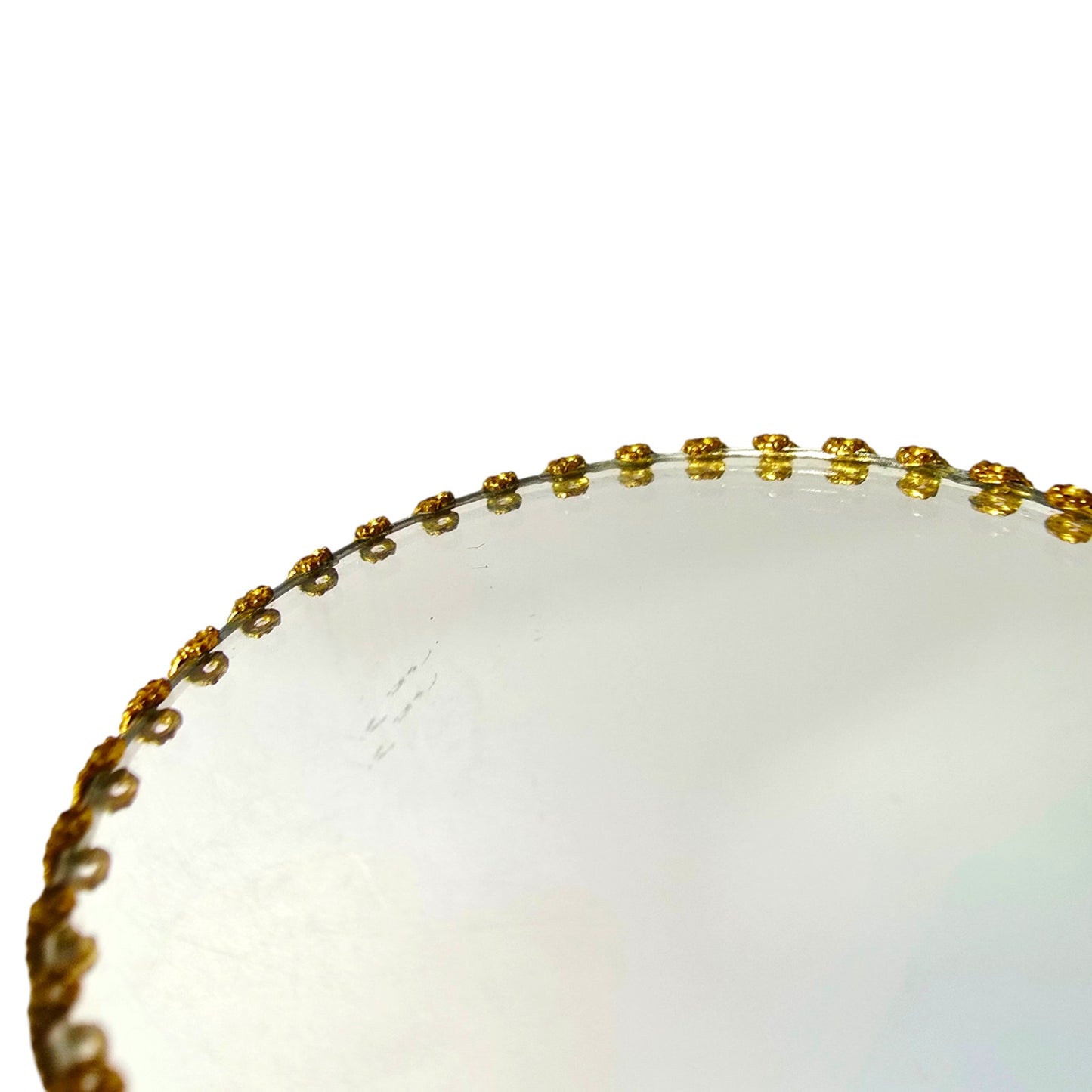 Vintage Limoges Porcelain Hand Mirror Courting Couple Scalloped Beaded Filigree