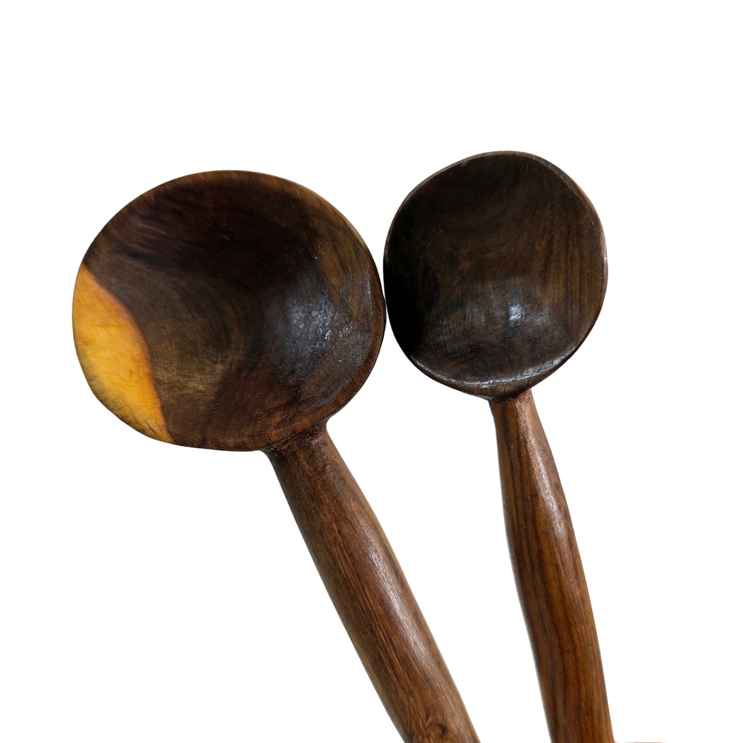 Kenyan Hand Carved Wood Spoons with Decorative Applied Metal Tips