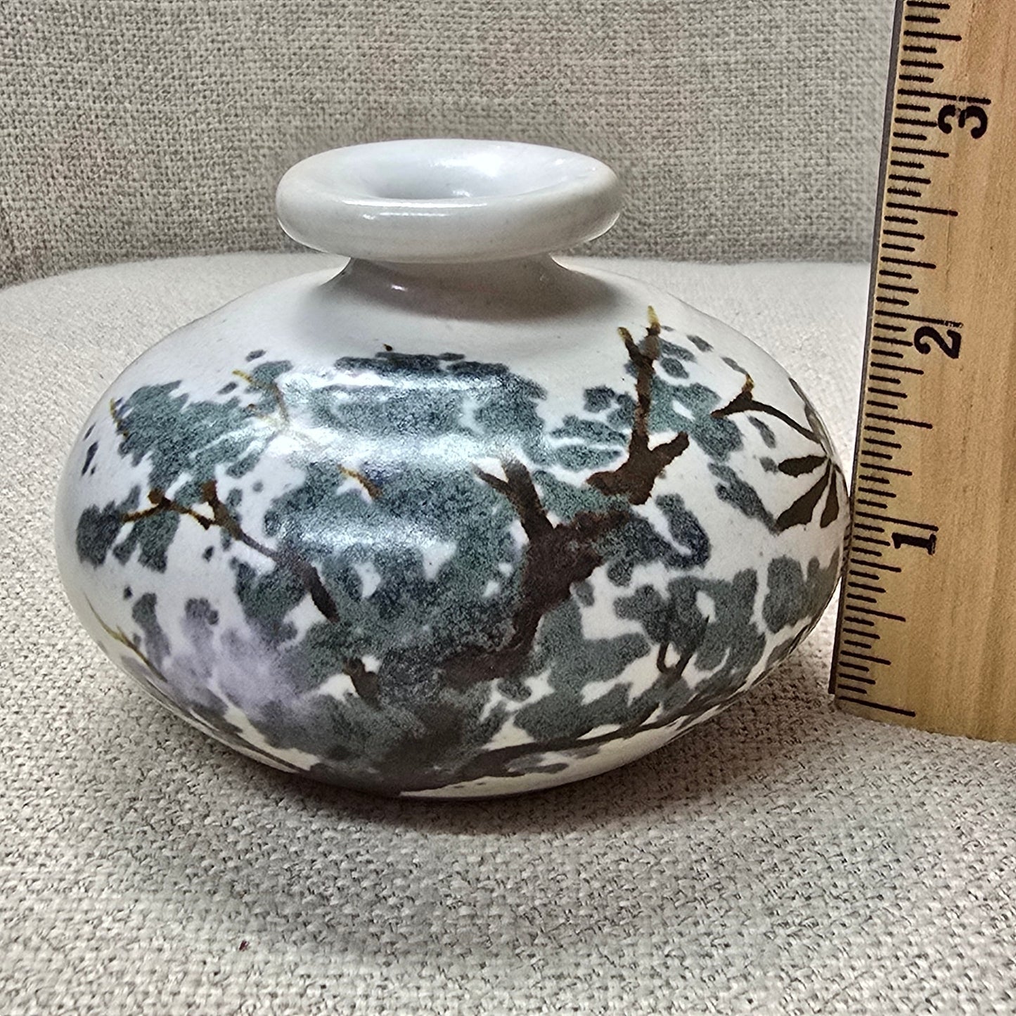 Vintage Signed Art Pottery Stoneware Vase Tree with Bird