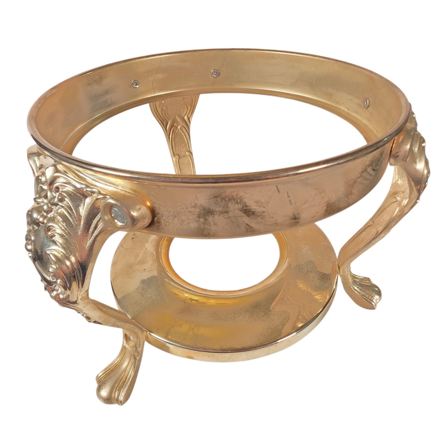 Vintage Silver Plated Plant Stand Cachepot Ring Lion Paw Feet Neoclassic Design