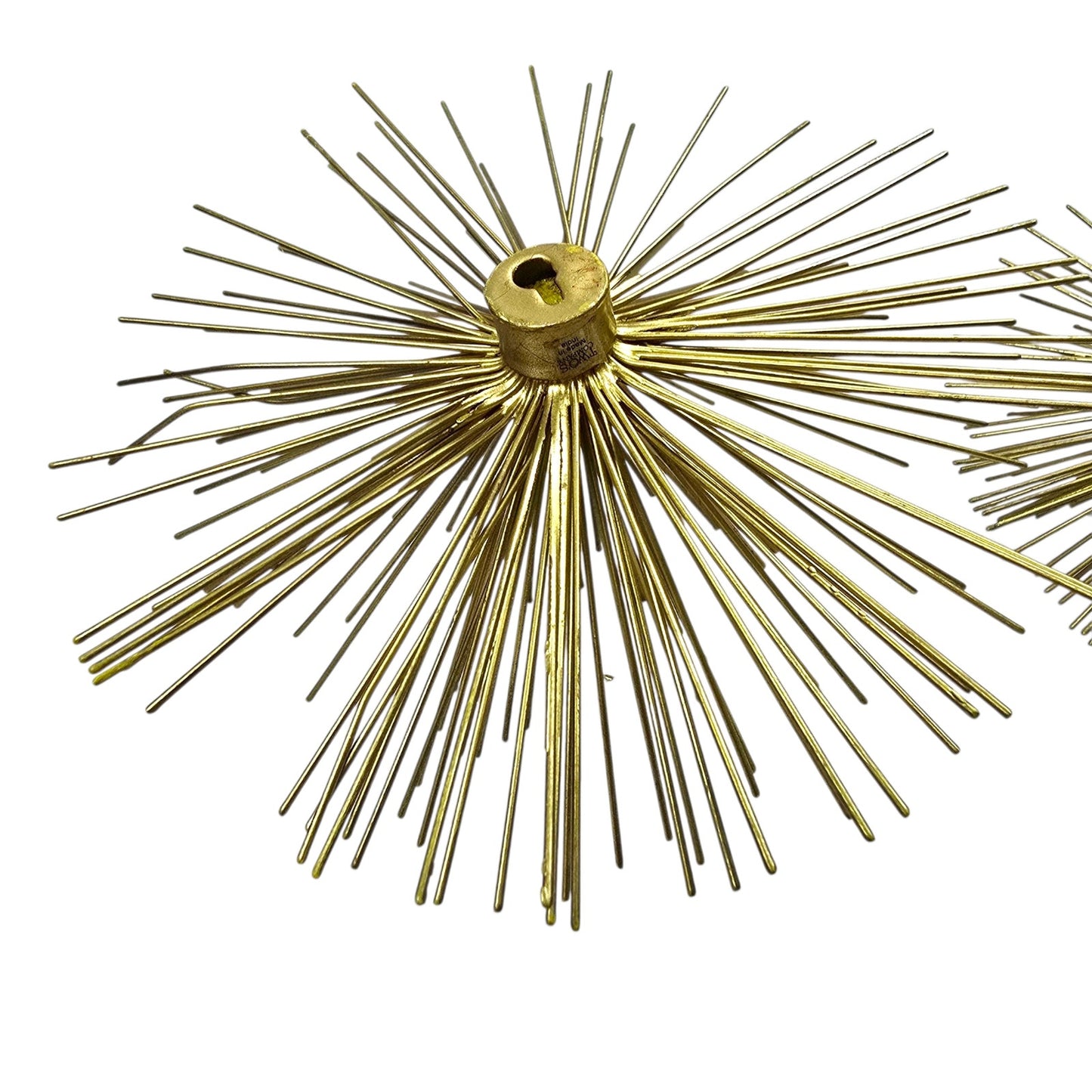 Two's Company Atomic Starburst Wall Art Set of 2 MCM Style Gold Urchin Brass