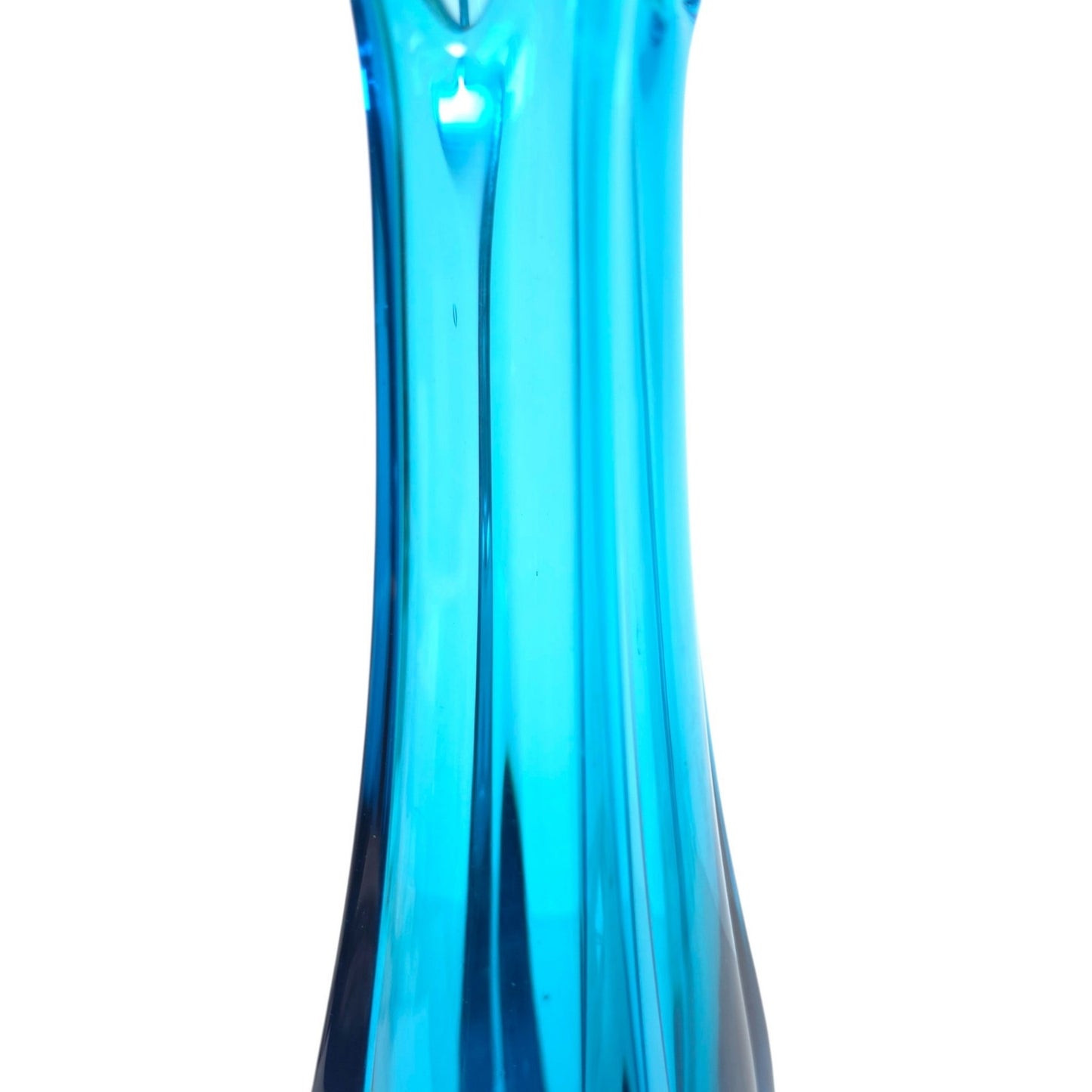LE Smith Blue Swung Vase 4 Finger Mid Century Modern Vintage Simplicity 13.5"