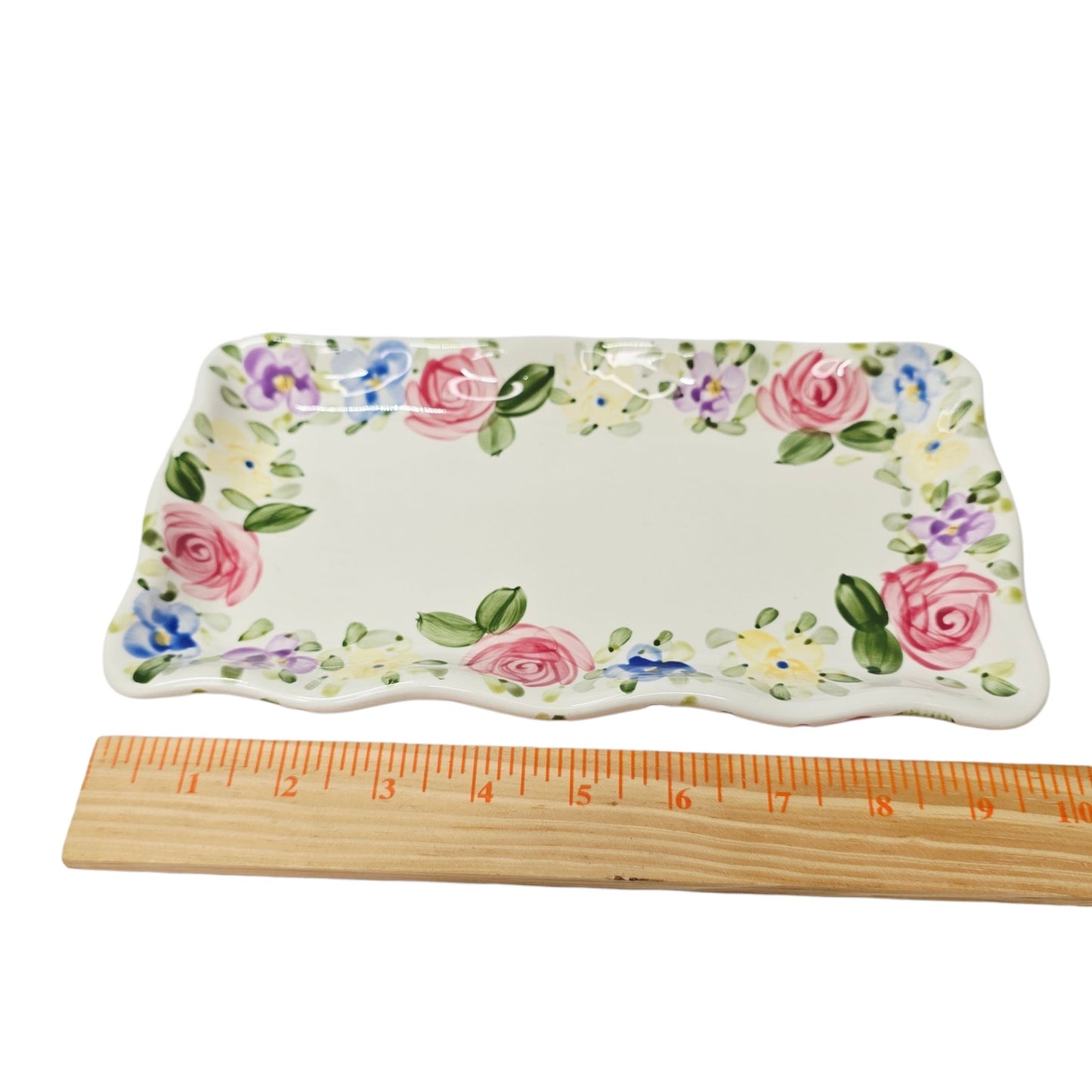 Tabletops Unlimited English Garden Don Swanson Rectangular Tray Platter READ