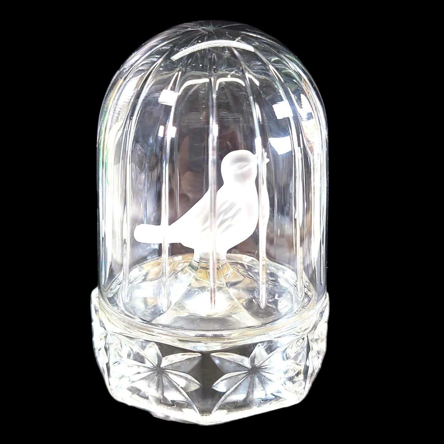 Vintage Hofbauer Byrdes Crystal Bird in Birdcage Glass Figurine Paperweight, Made in Western Germany, Bleikristall (Lead Crystal)