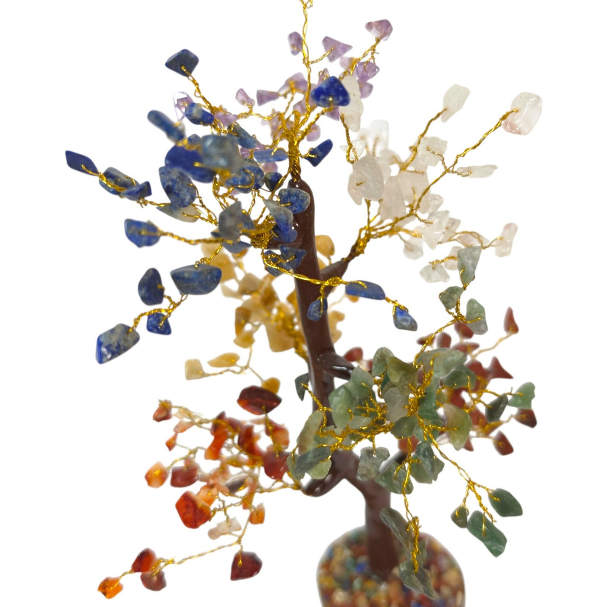 Multicolor Gemstone Bonsai Tree 7 Chakra Crystal Tree of Life Sculpture 10.5"
