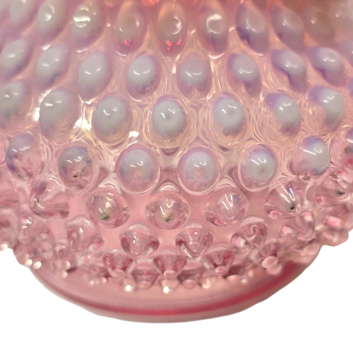 AS IS Fenton Cranberry Rose Opalescent Hobnail Ruffled Vase Uranium Reactive