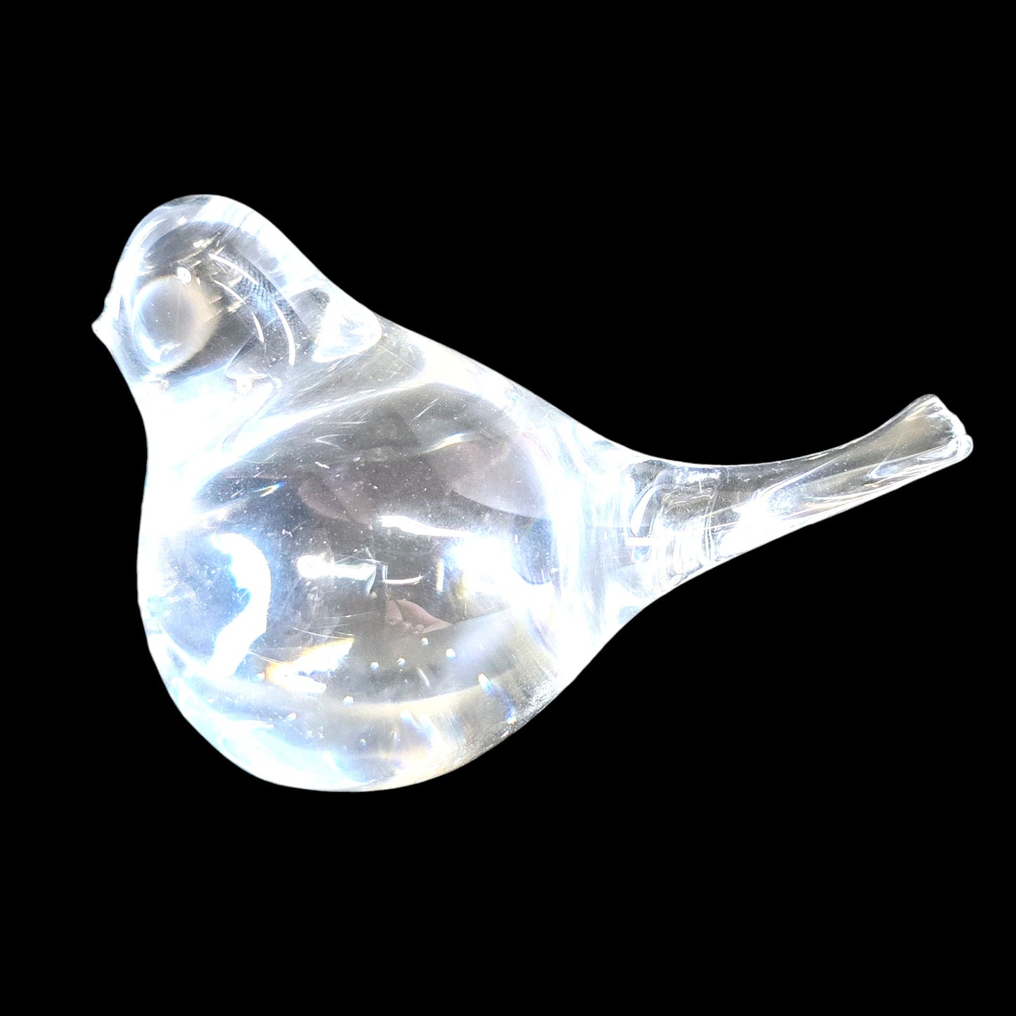 Handblown Clear Art Glass Whale, Polished Bottom