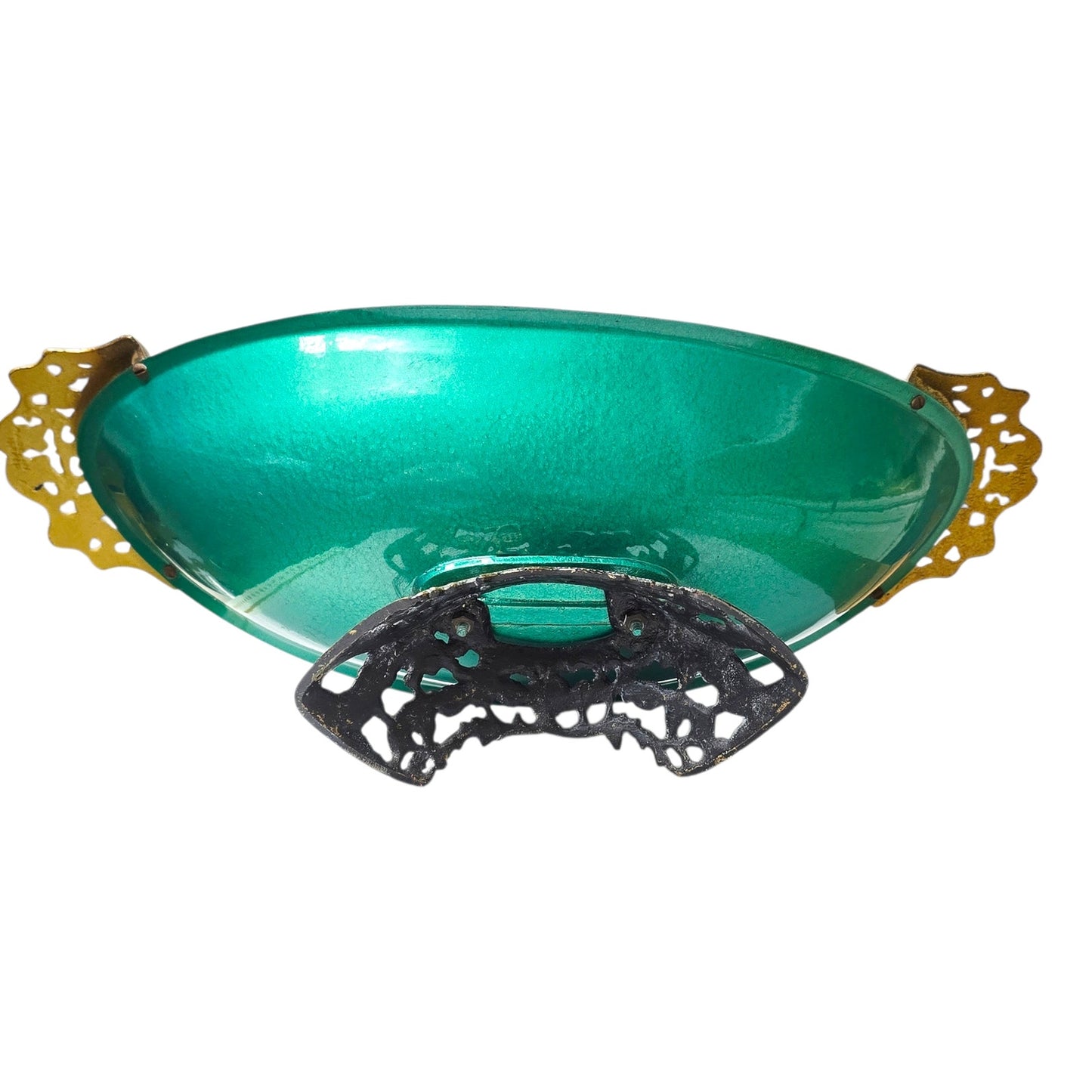 Vintage Israel Enameled Brass Tray Ornate MCM Mid Century Judaica17"