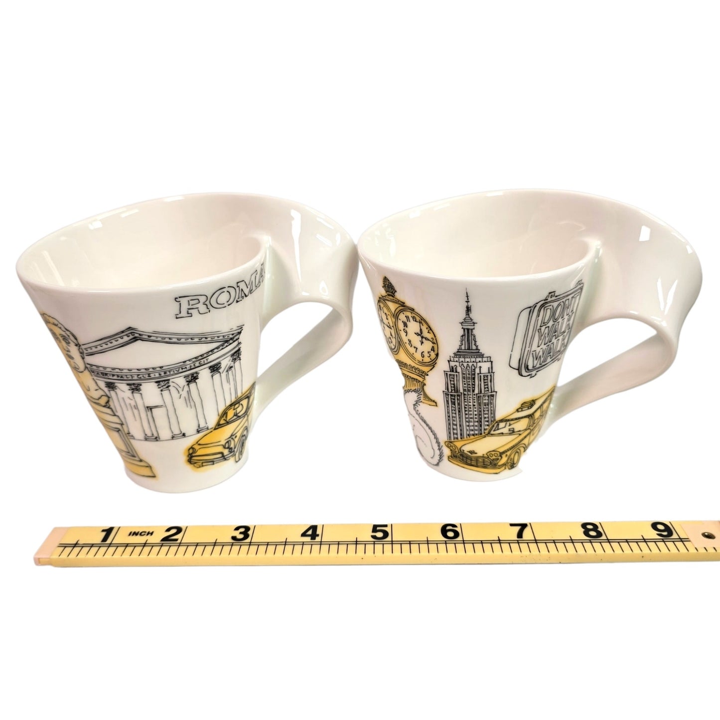 Set of 2 Villeroy & Boch New Wave Cities of the World Mugs Rome & New York
