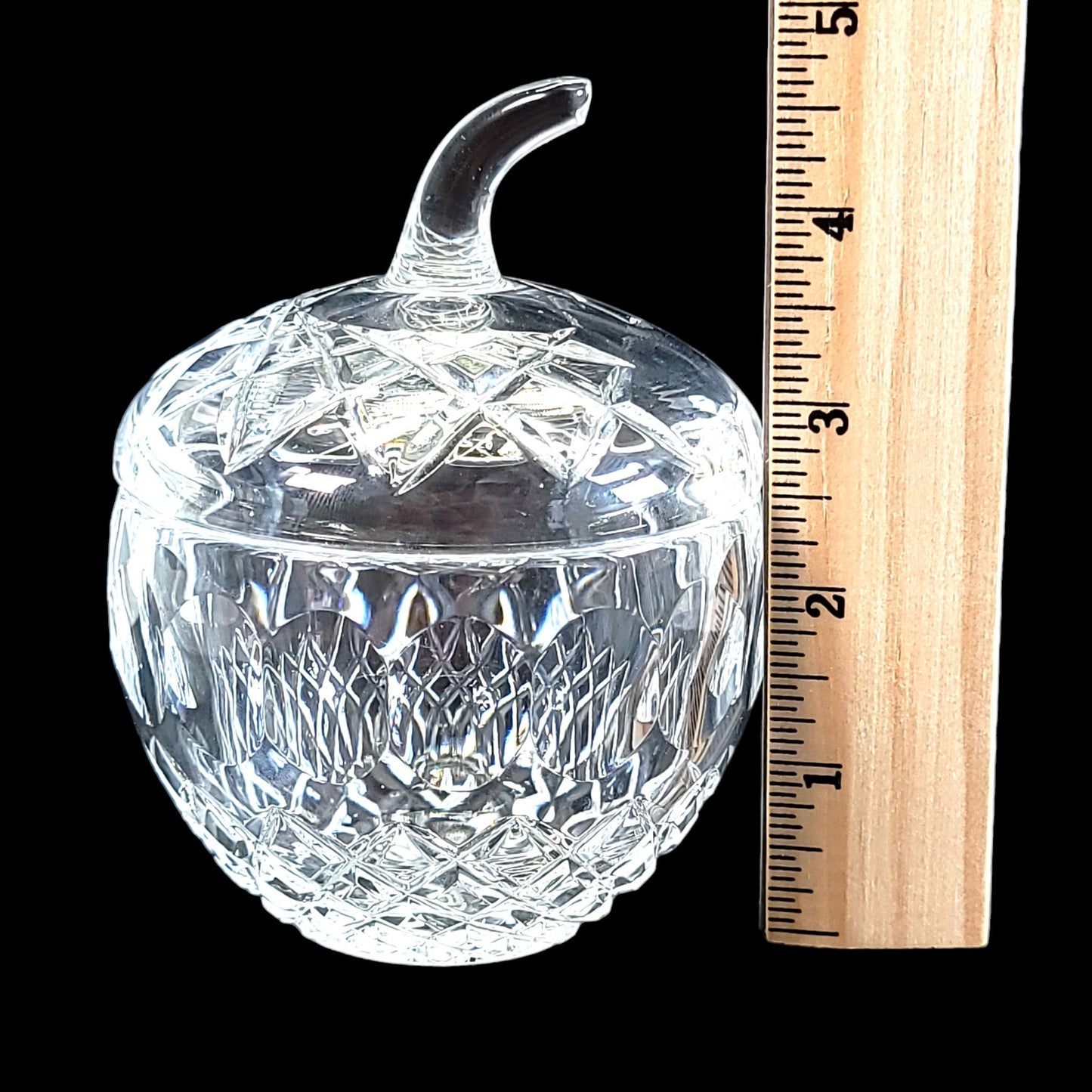 Crystal Lidded Acorn / Apple Jam Jar, Crystal Sugar Jar with Lid Fall Decor