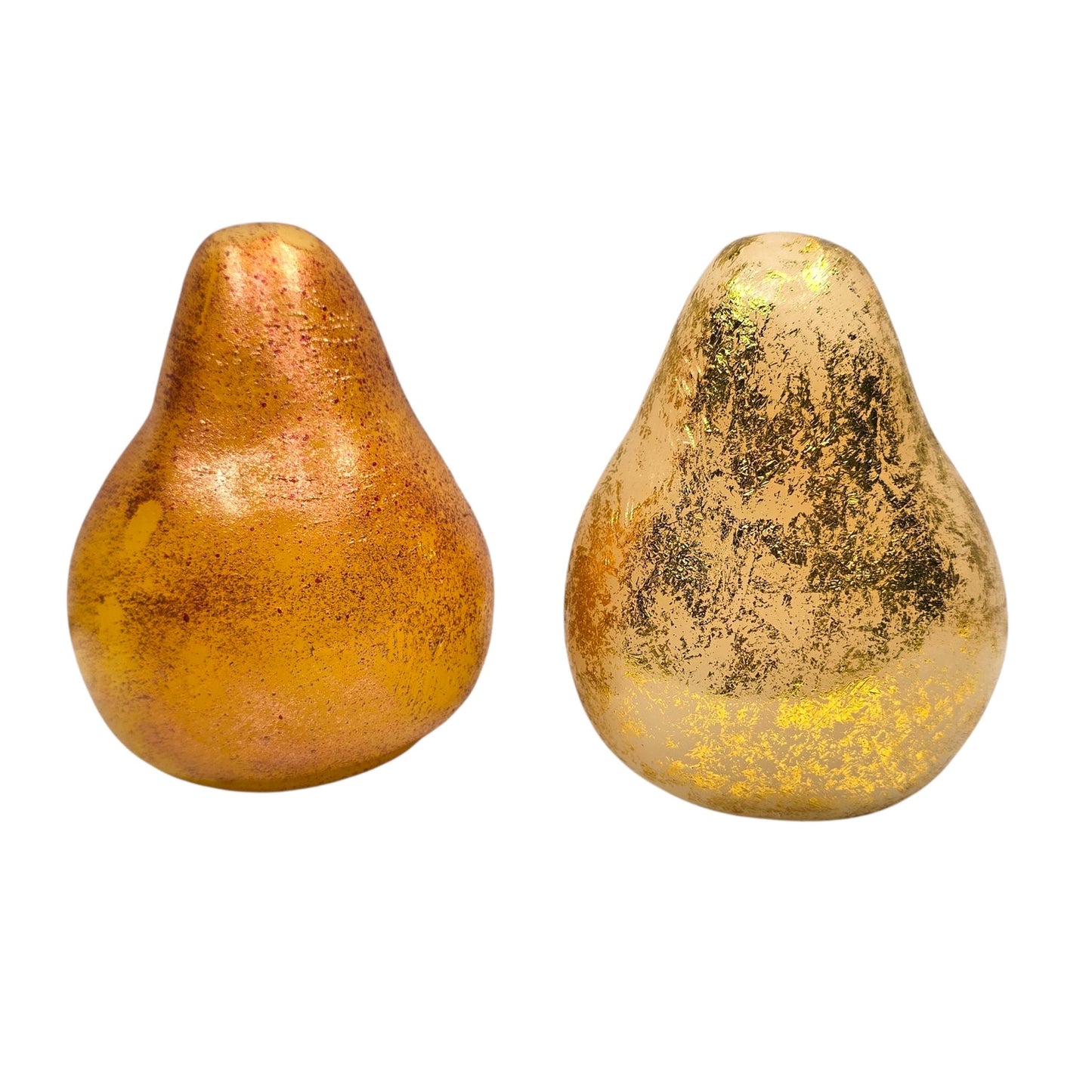 Vtg Illuminated LED Pear Light Set GLO Colonial Candle Gold Foil Fall Decor