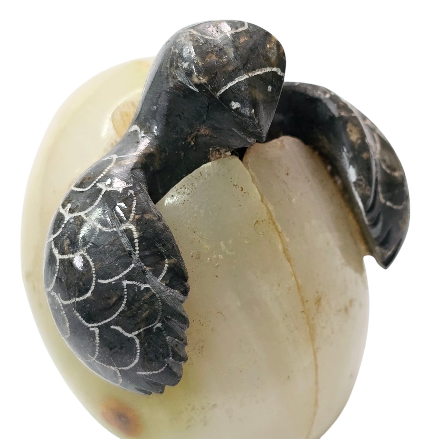 Natural Carved Stone Sea Turtle Egg Figurine Onyx Marble Baby Hatching