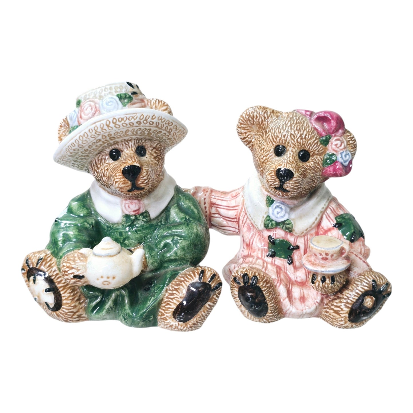 Vintage Boyds Bears Bearware Pottery Emma & Bailey Tea Time Salt & Pepper Shakers