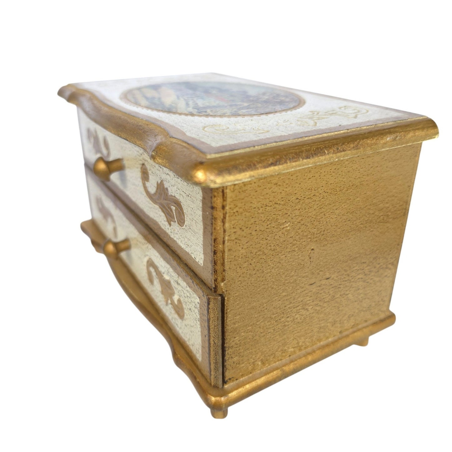 (Reserved for Customer) Vintage Florentine Wood Music Box Jewelry Box Made in Japan Plays: Green Sleeves