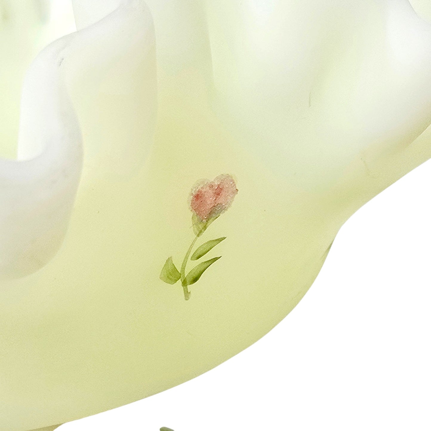 Fenton Custard Uranium Glass Compote Hand Painted Floral Strong Glow Signed