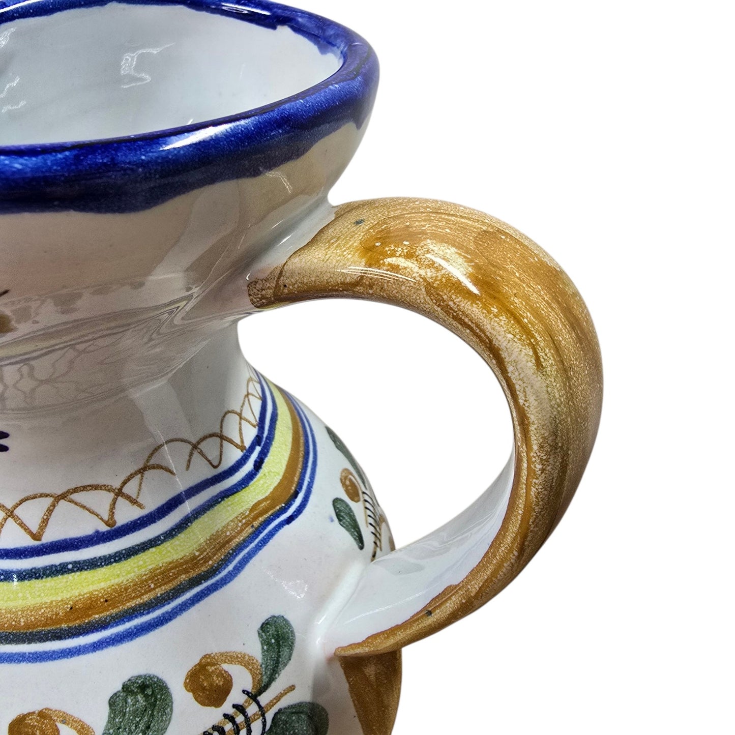 Talavera Water Pitcher Signed S Timoneda Handpainted Mediterranean Farmhouse 8"