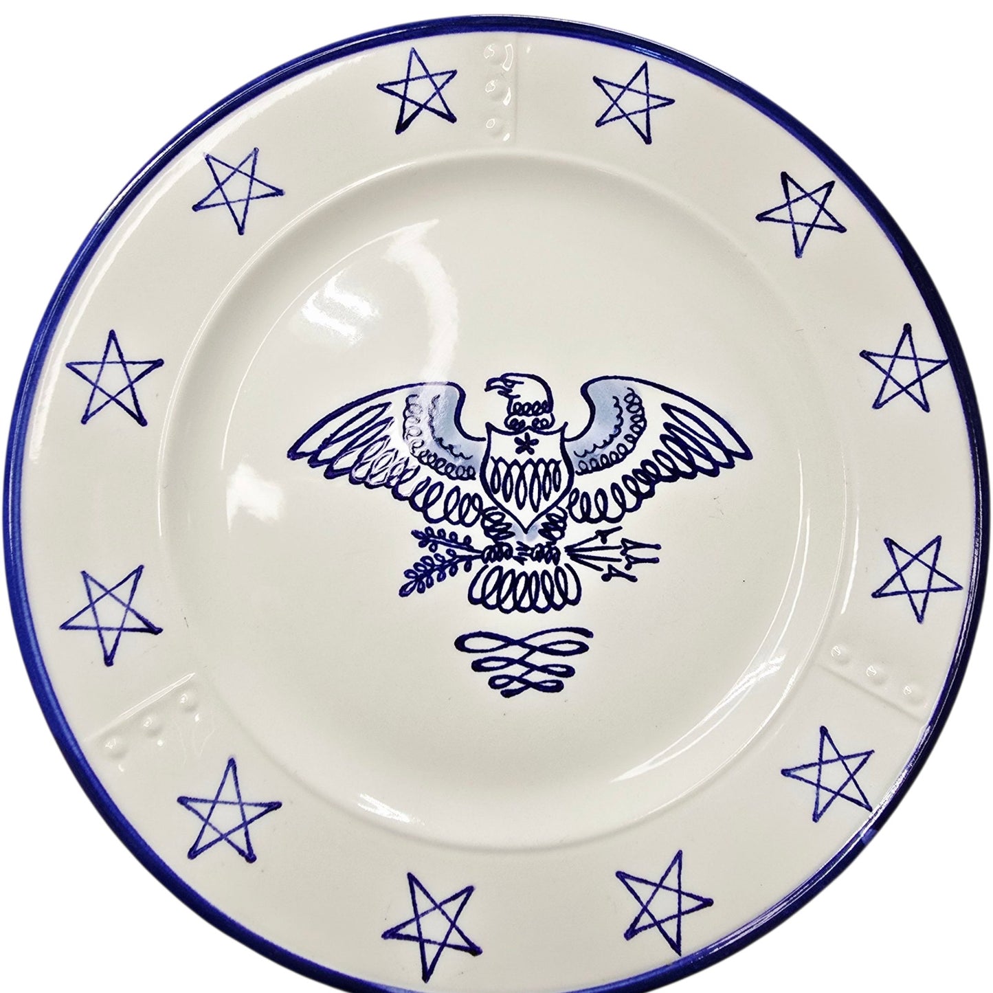 Set 4 Metlox Poppytrail Eagle Provincial Chop Plates Made in USA Patriotic Stars