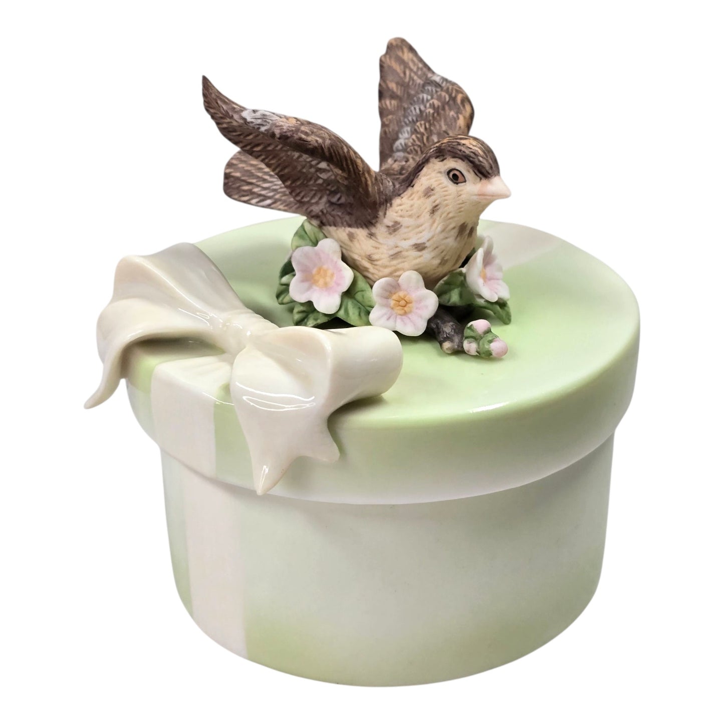 Vtg 2009 Crystal Cathedral Sparrows Club Trinket Box Bird Bloom Where Planted