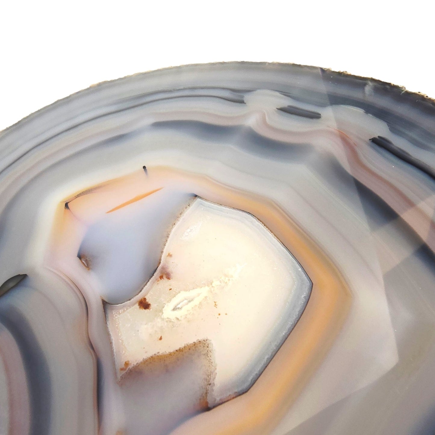 Large Sliced Agate Slab with Small Exposed Druzy Gray Blues