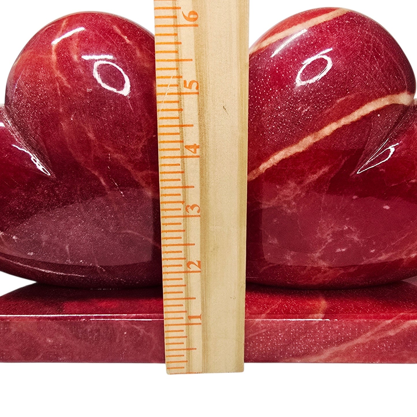 Vtg Ducceschi Italian Alabaster Red Heart Bookends Mid Century MCM Italy 8 lbs