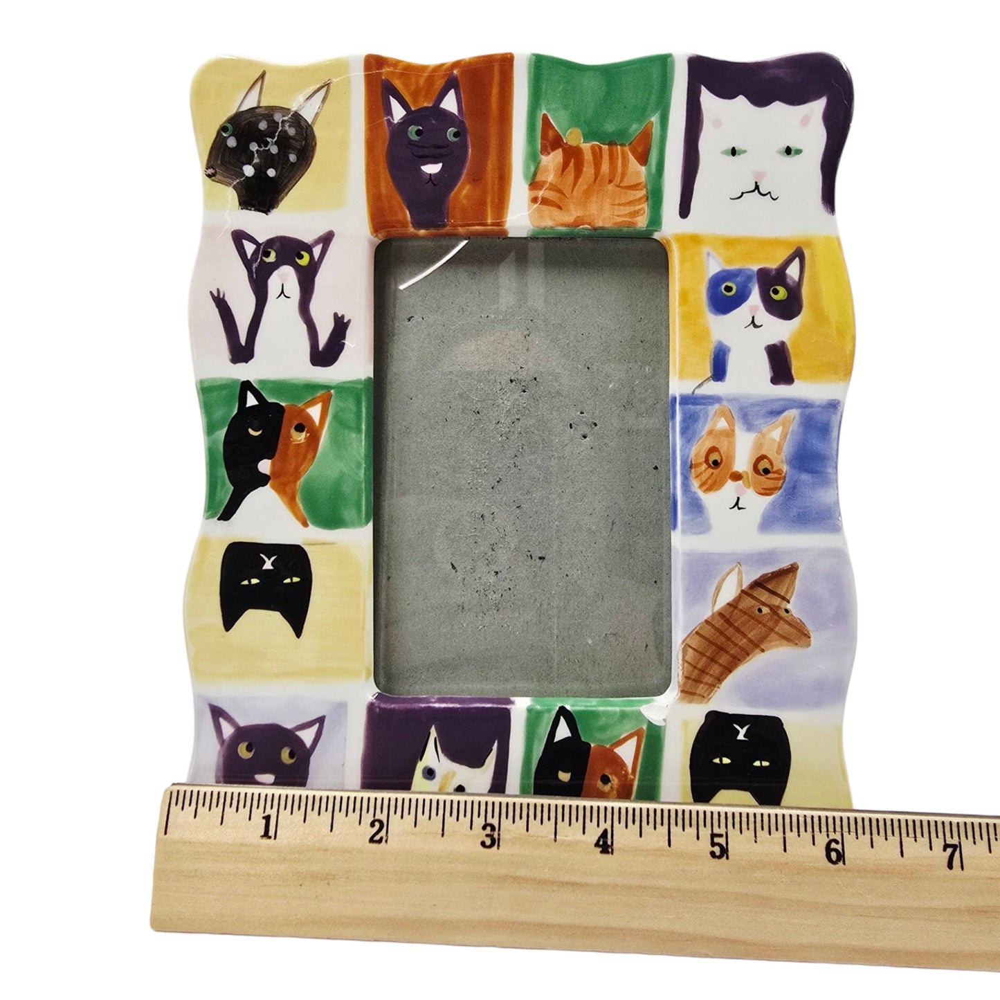 AS IS Colorful Cat Ceramic Picture Frame, Read