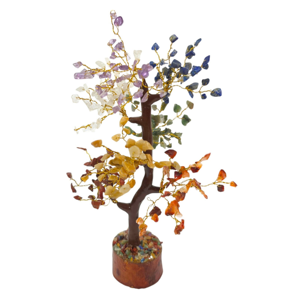 Multicolor Gemstone Bonsai Tree 7 Chakra Crystal Tree of Life Sculpture 10.5"