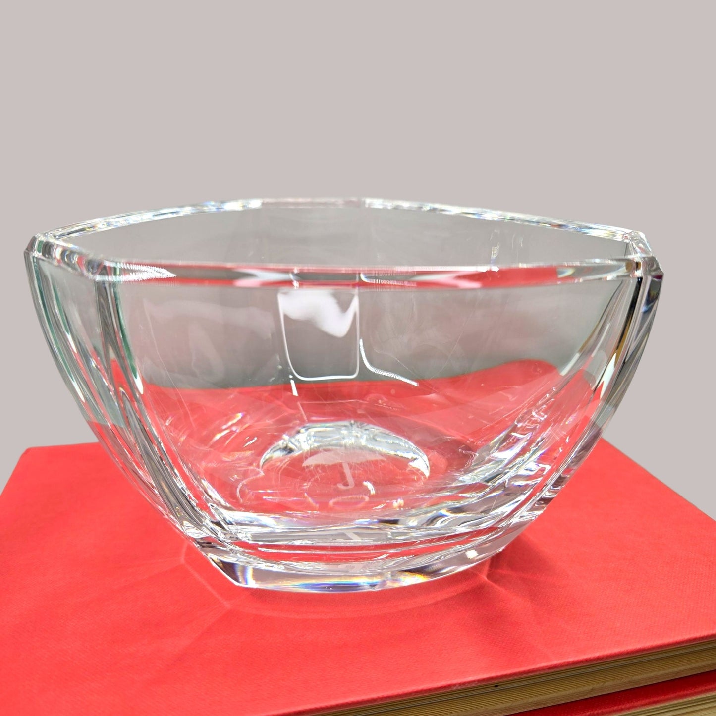Tiffany & Co Travelers Umbrella Etched Crystal Display Bowl Elegant 6.5" Classic Heavy