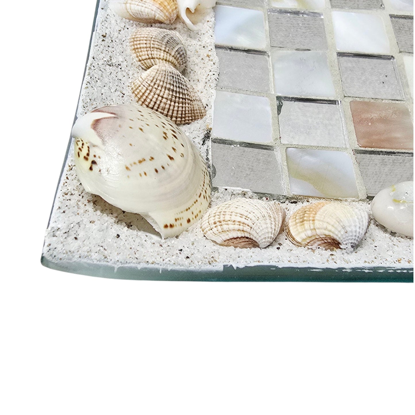 Pier 1 Imports Shell Mosaic Glass Trays Seaside Decor Rectangular Coastal Decor