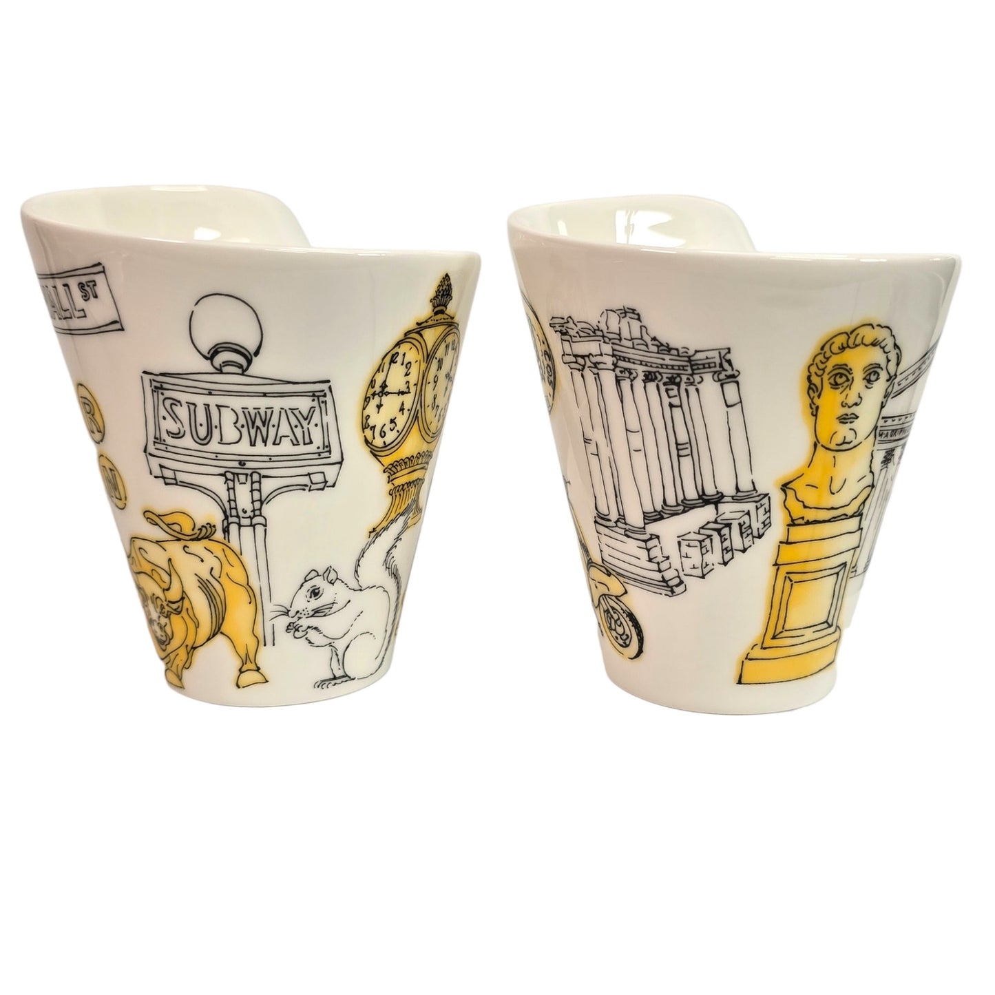Set of 2 Villeroy & Boch New Wave Cities of the World Mugs Rome & New York