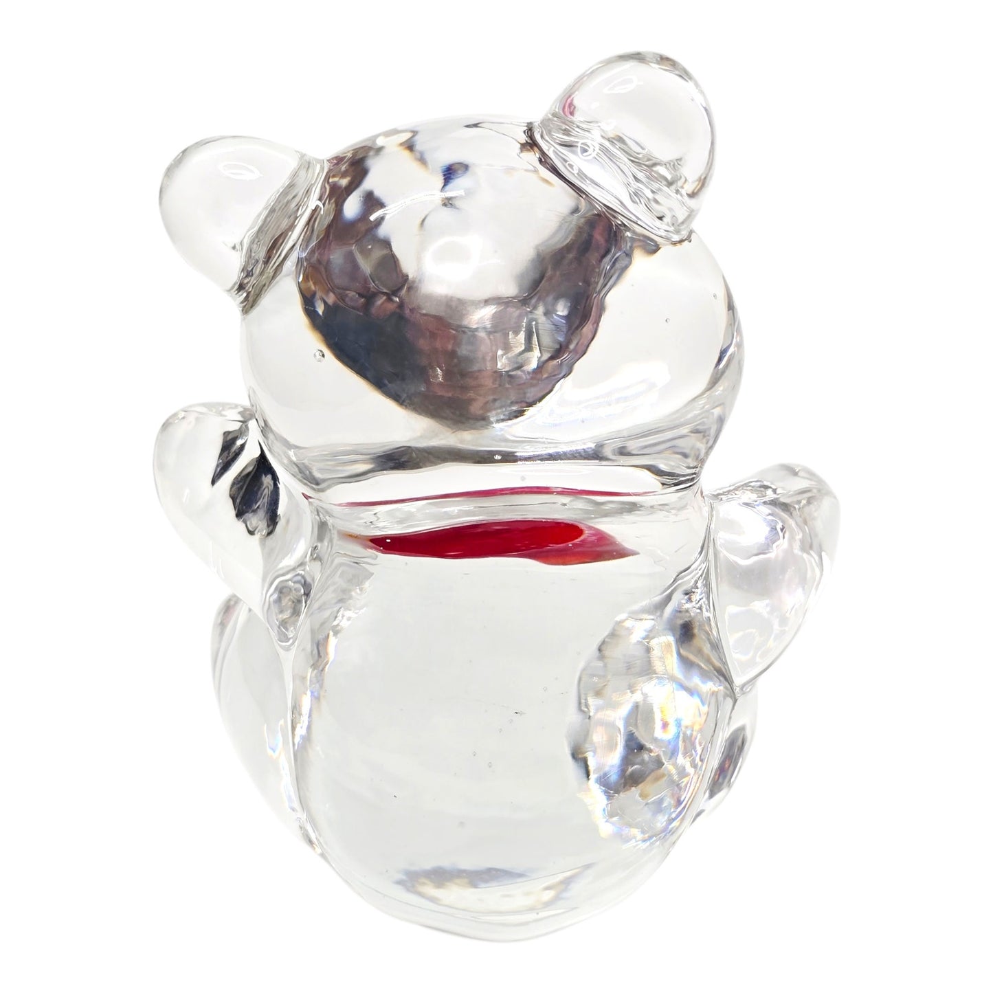 Fenton Art Glass Crystal Bear Figurine Ruby Red Heart Valentine July Birthstone