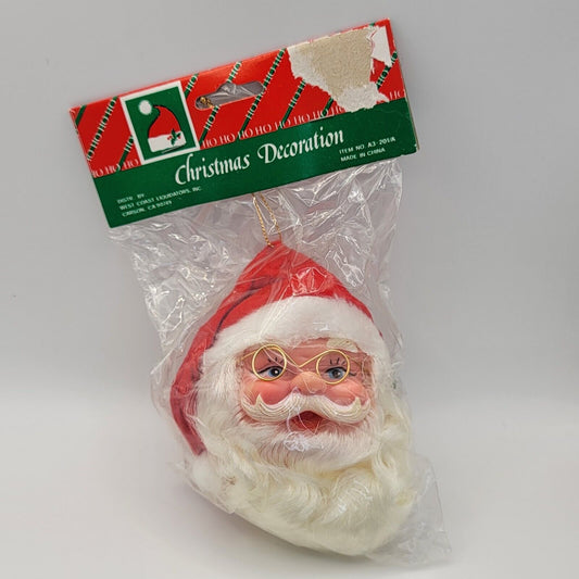 Vintage Santa Head Christmas Decoration Plastic Face Santa Claus Head Ornament