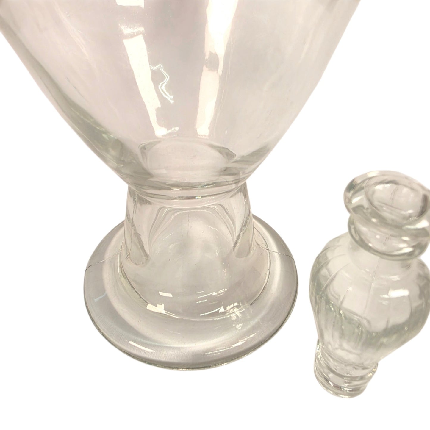 Antique Apothecary Show Bottle Ribbed Stopper Glass Pharmacy Jar 365 UV Reactive