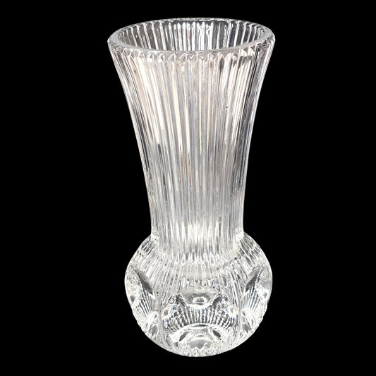 Fostoria Melissa Lead Crystal Bud Vase - 4.75" - Ribbed Thumbprint - 365nm Glow