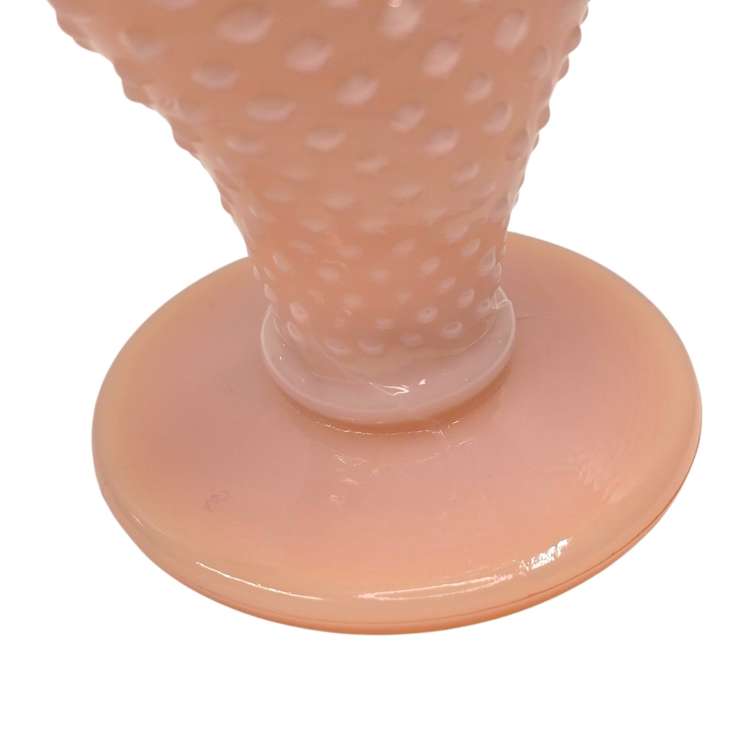 Vtg Fenton Pastel Pink Milk Glass Hobnail Fan Vase 4" Trumpet Uranium Reactived