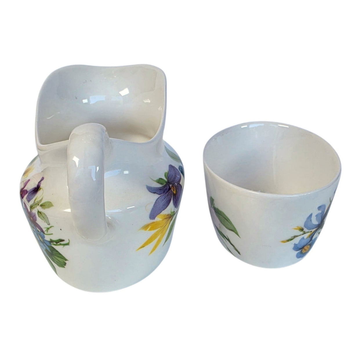 Vintage St George England Creamer & Sugar Bowl Fine Bone China Floral