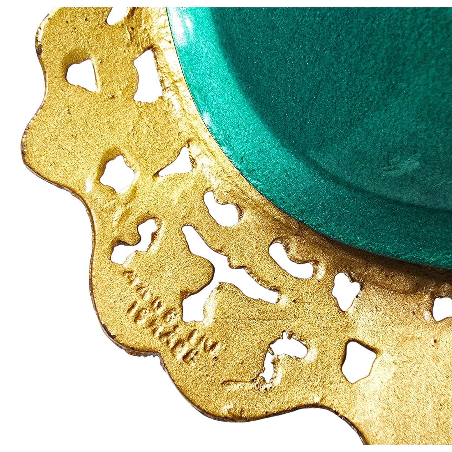 Vintage Israel Enameled Brass Tray Ornate MCM Mid Century Judaica17"