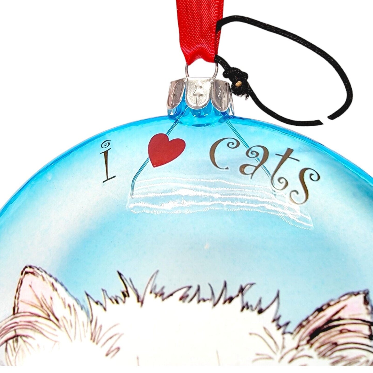 Cats By Nina Playful Persian Ornament, Rescue Me Now Pavilion Gift, I 🩵 Cats 5"