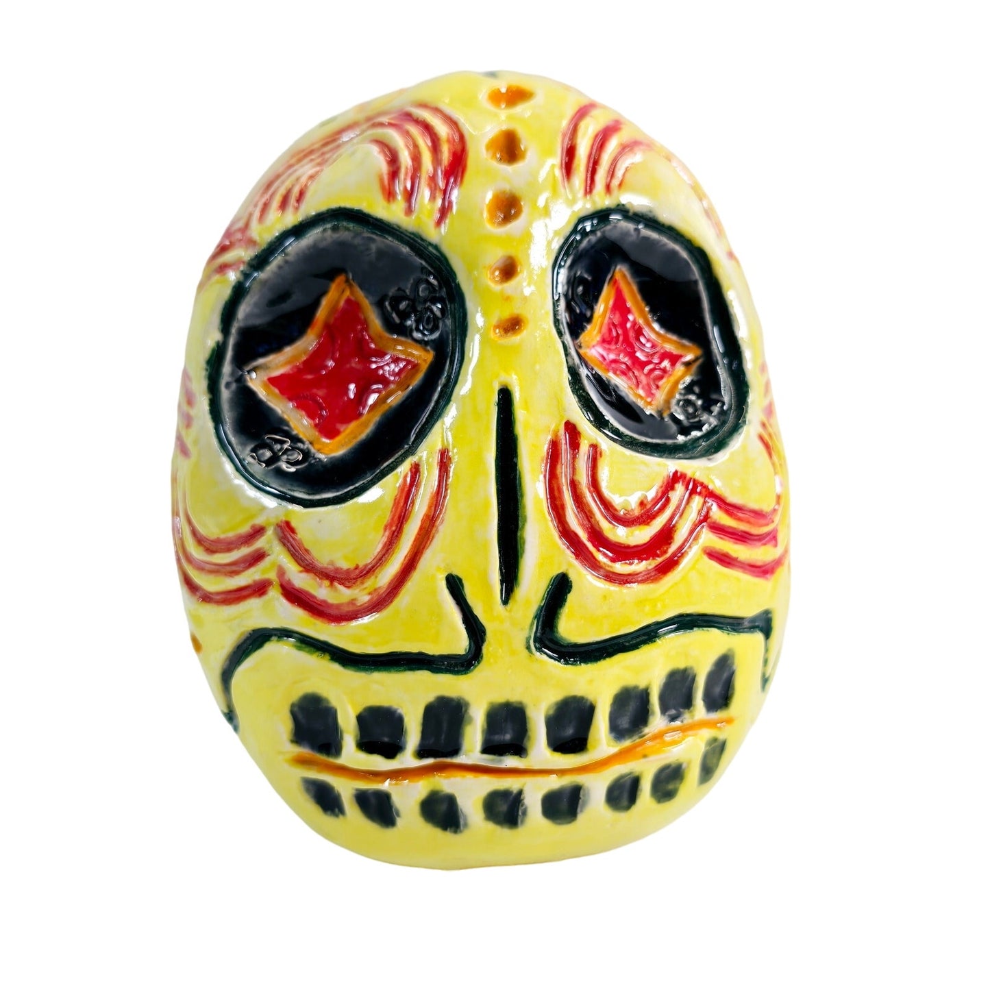 Artisti Signed Day of the Dead Handcrafted Sugar Skull, Halloween Decor