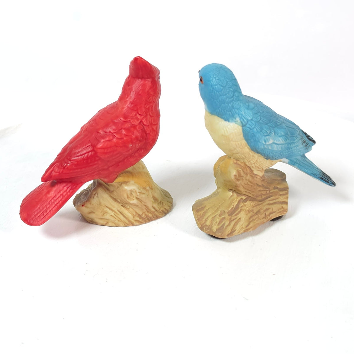 Whitney Designs Porcelain Bird Figurines Red Cardinal Bluebird Pair Taiwan
