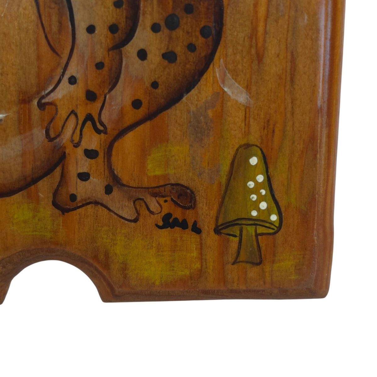 Vintage Wooden Frog Note Holder Wall Plaque Hand Painted Folk Art 11.25"