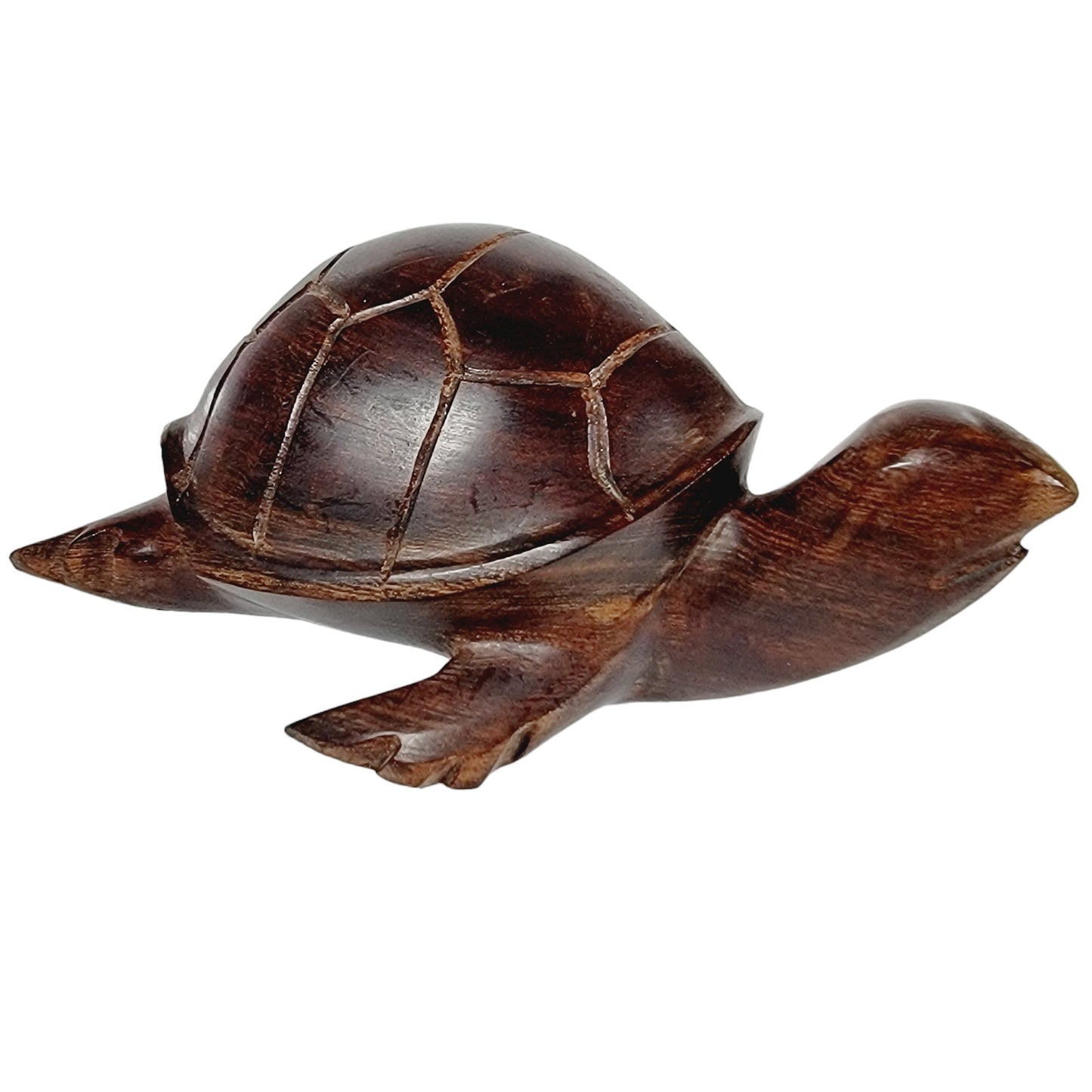 Vintage Hand-Carved Ironwood Sea Turtle Figurine, Wood Turtle Sculpture