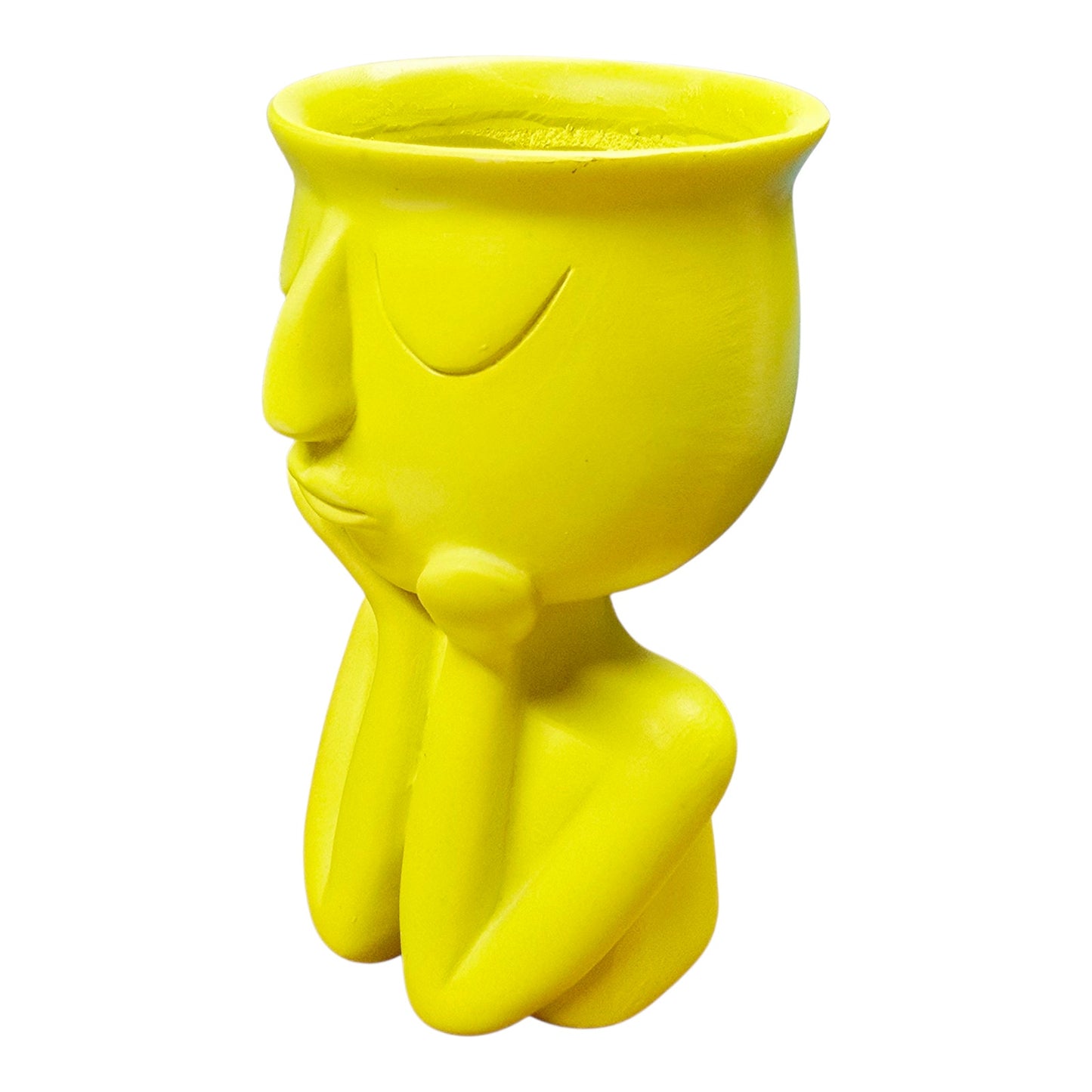 Quirky Yellow Ceramic Face Vase, Fun Home & Desk Decor, Succulent Pot Flower Pot