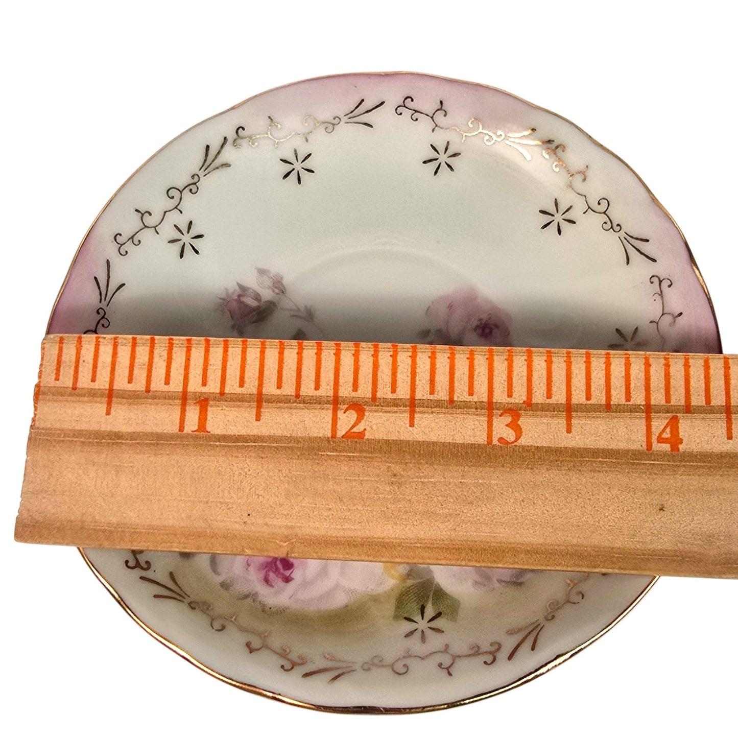 Vintage Japanese Porcelain Demitasse Cup and Saucer Set Floral Gold Trim Rose