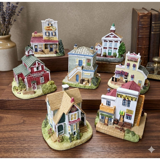 Liberty Falls Village Lot of 7 Americana Miniature Buildings Christmas Decor